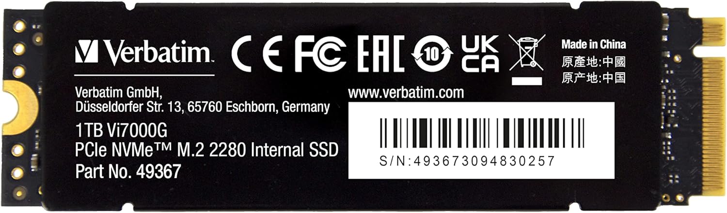 Verbatim Vi7000 1TB PCIe NVMe M.2 SSD Verbatim Vi7000 1TB PCIe NVMe M.2 SSD